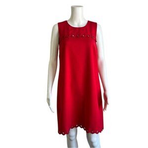 J.Crew Grommet Scalloped Sleeveless Shift Dress in Red - 8